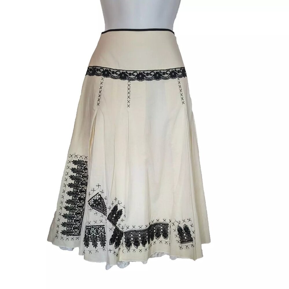 MARELLA lace + embroidery skirt Sz 10 US PETTICOAT style YKK zip ROMANTIC *A GEM